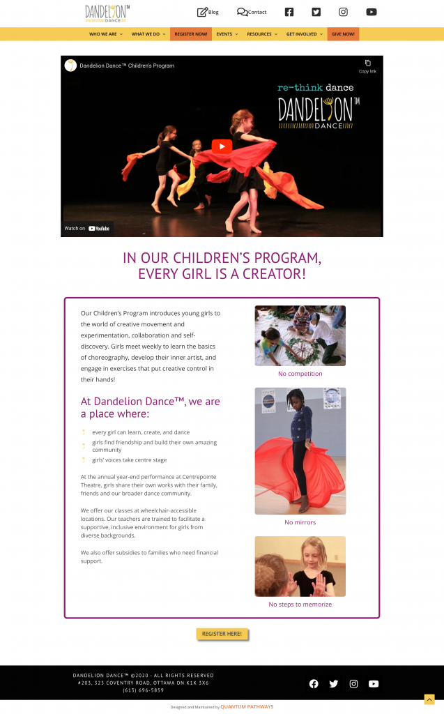 Children's Program webpage